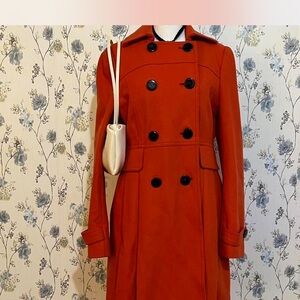 Stylish Orange Double-Breasted Coat